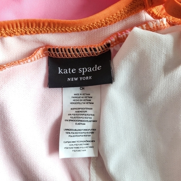 New Kate Spade NY Plunging V-Neck Colorblock Barbie Pink/Orange Swimsuit Small - Picture 13 of 17